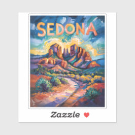 Sedona Arizona Cathedral Rock Van Gogh Vibrant Art シール