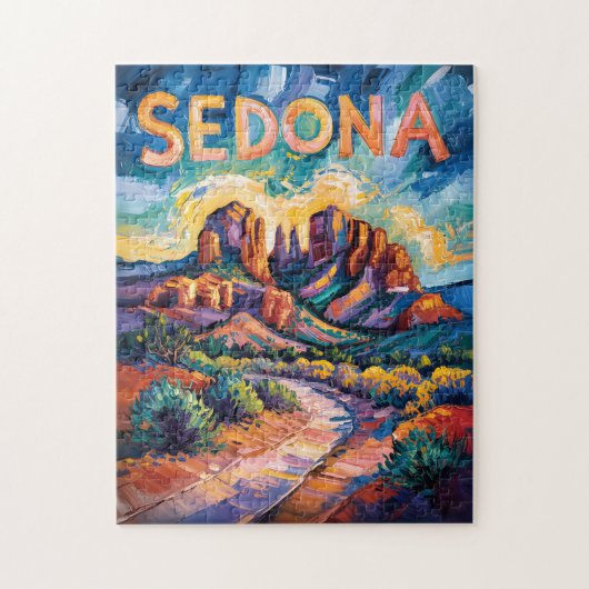Sedona Arizona Cathedral Rock Van Gogh Vibrant Art ジグソーパズル (縦)