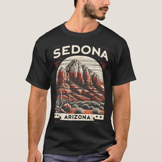 Sedona Az Hiking Outdoors Mountain Sedona Usa Retr Tシャツ (正面)