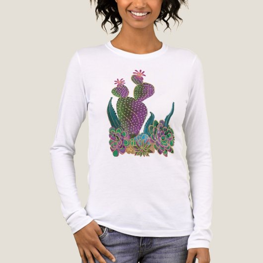Sedona Cactus Flower Long Sleeve T shirt トライブレンドTシャツ (正面)