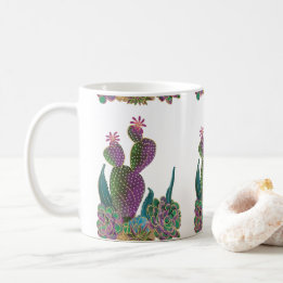 Sedona Cactus Flower Tiled design Mug コーヒーマグカップ