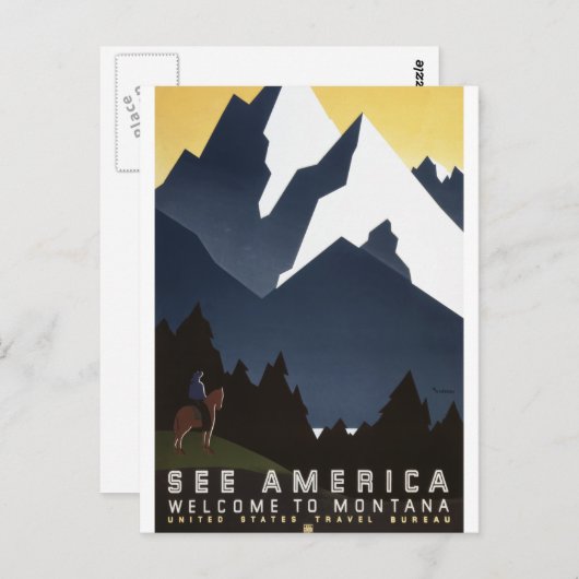 See Americaようこそモンタナヴィンテージ旅行 ポストカード (正面/裏面)