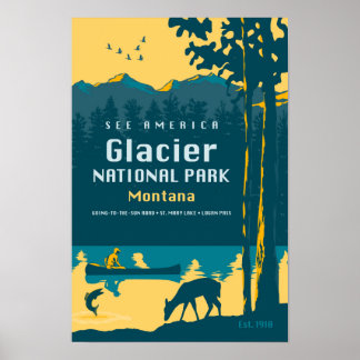 See America - Glacier National Park Travel Poster ポスター