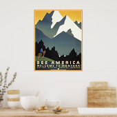 See America Montana Mountains Travel WPA ポスター (キッチン)
