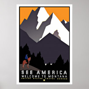 See America Montana Vintage Travel ポスター