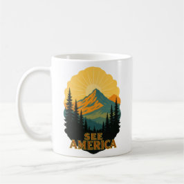 See America National Park Poster Style コーヒーマグカップ