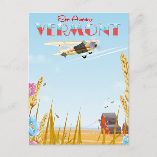 "see America" Vermont Rural旅行ポスター ポストカード (正面)