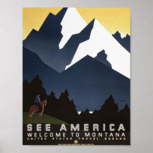 See America - Welcome to Montana Vintage Poster ポスター