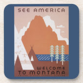 See America Welcome to Montana, Vintage Travel コースター (正面)