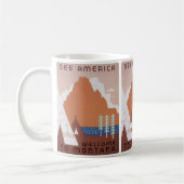 See America Welcome to Montana, Vintage Travel コーヒーマグカップ (左)