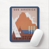 See America Welcome to Montana, Vintage Travel マウスパッド (マウス)