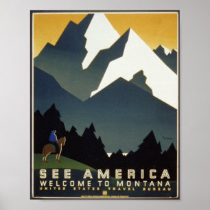 See America : Welcome to Montana with Horse ポスター