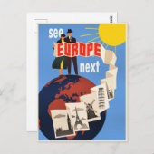 See Europe Next travel poster, ポストカード (正面/裏面)