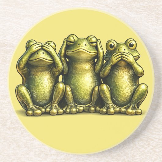 See Hear Speak No Evil Funny Frogs コースター (正面)
