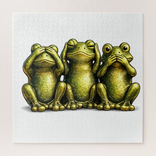 See Hear Speak No Evil Funny Frogs ジグソーパズル (縦)