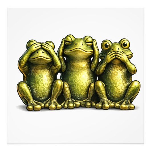 See Hear Speak No Evil Funny Frogs フォトプリント (正面)