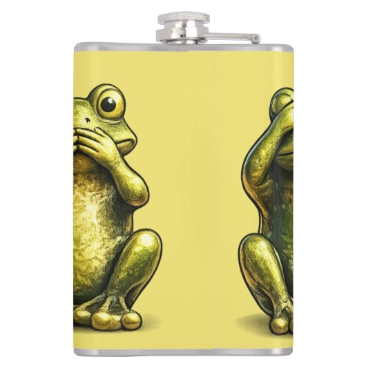 See Hear Speak No Evil Funny Frogs フラスク (裏面)