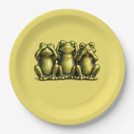 See Hear Speak No Evil Funny Frogs ペーパープレート (正面)