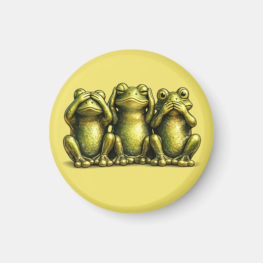 See Hear Speak No Evil Funny Frogs マグネット (正面)
