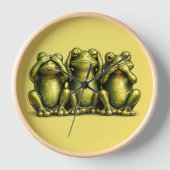 See Hear Speak No Evil Funny Frogs 壁時計 (正面)