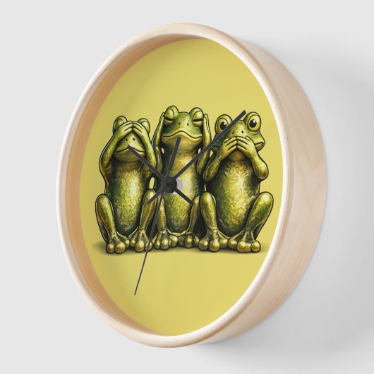 See Hear Speak No Evil Funny Frogs 壁時計 (傾斜)