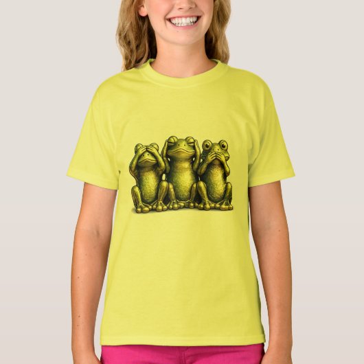 See Hear Speak No Evil Funny Frogs Tシャツ (正面)