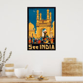 See India Hyderabad Charminar Vintage Travel ポスター (キッチン)