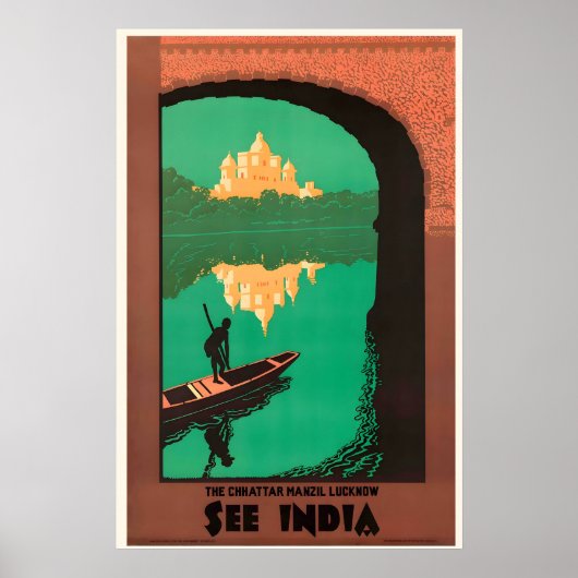 See India Vintage Travel Poster Print ポスター (正面)