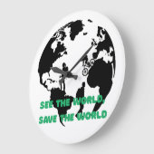 See the World Save the World Cycling Hiking ラージ壁時計 (傾斜)
