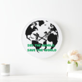 See the World Save the World Cycling Hiking ラージ壁時計 (ホーム)
