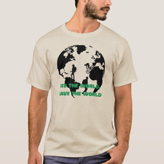 See the World Save the World Cycling Hiking Tシャツ (正面)