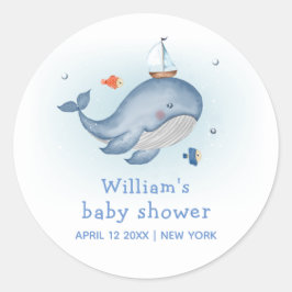 See Whale Nautiica Boy Baby Showerの下にかわいい ラウンドシール