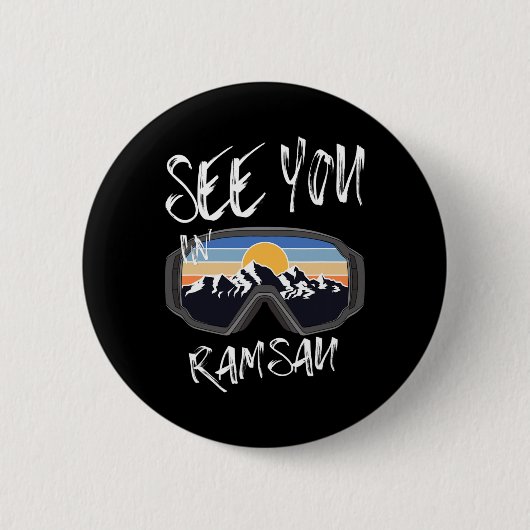 See You In Ramsau Germanyバケーションスキーゴーグル1 缶バッジ (正面)