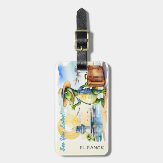 See You Later Alligator Cartoon Personalized ラゲッジタグ (正面縦)