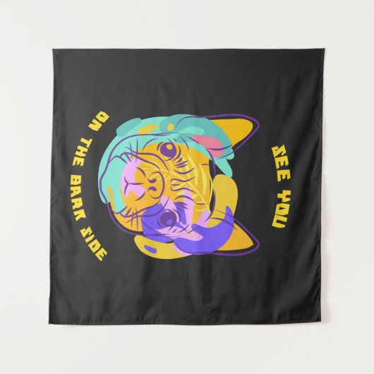 See You on the Bark Side Dog Pun タペストリー (正面(横))