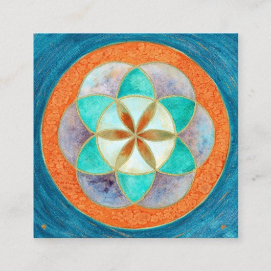 Seed Of Life Connect With UsソーシャルメディアQRコード スクエア名刺 (正面)