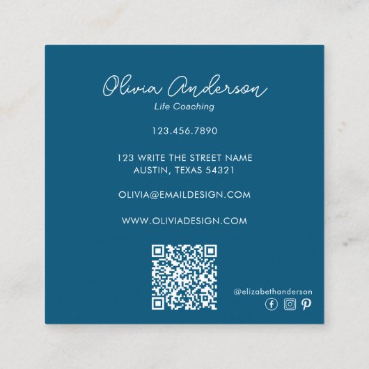 Seed Of Life Connect With UsソーシャルメディアQRコード スクエア名刺 (裏面)