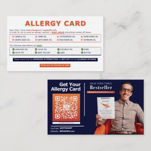 Seed Oil Allergy Card 名刺 (正面/裏面)