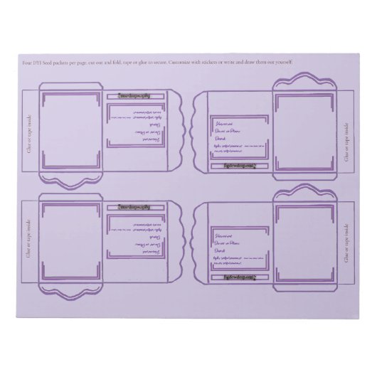 Seed Packet purple DYI Notepad ノートパッド (正面)