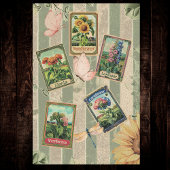 Seed Packet Vintage Sage Stripes Velvet Look 薄葉紙