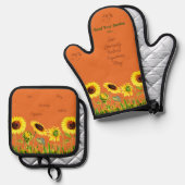 Seed Your Garden Sunflowersスクリプト語 鍋つかみ&鍋敷きセット (正面/裏面)