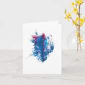 "Seedpod"の青およびマゼンタの芸術のnotecard カード (黄色い花)