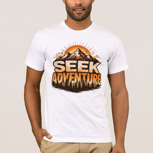 Seek Adventure Vintage Mountain Adventure Outdoor Tシャツ (正面)