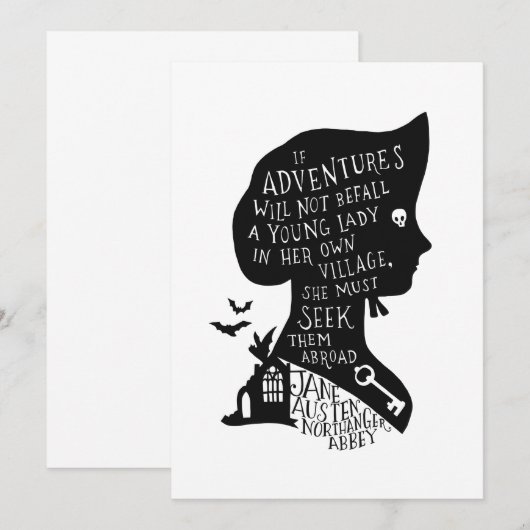 Seek Adventures Northanger Abbey Quote 招待状 (正面/裏面)