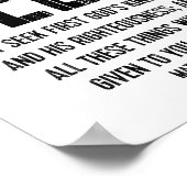 Seek Bible Verse Poster, Matthew 6:33聖なる書物、 経典 ポスター (角)