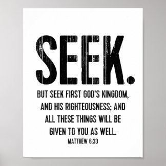 Seek Bible Verse Poster, Matthew 6:33聖なる書物、 経典 ポスター