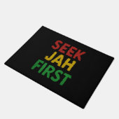 Seek Jah First Rastafarian Reggae Rasta Colors ドアマット (アングル)