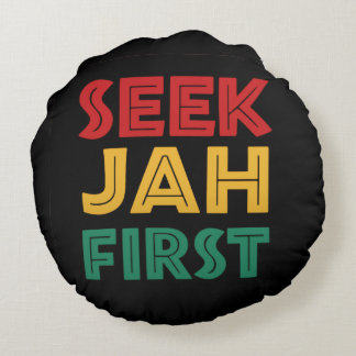Seek Jah First Rastafarian Reggae Rasta Colors ラウンドクッション