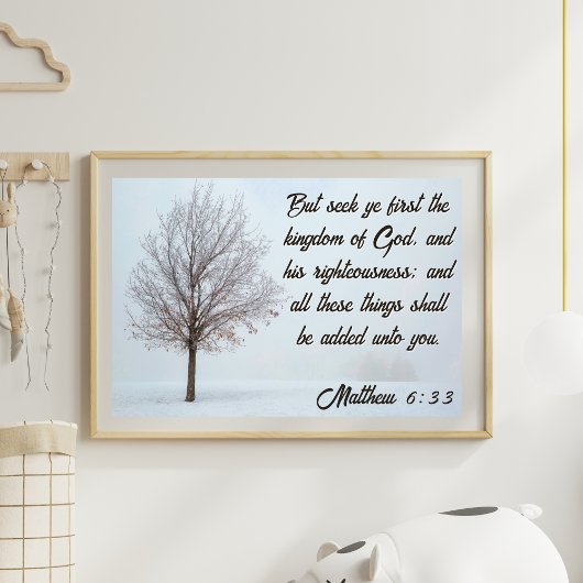 Seek Ye First the Kingdom Winter Tree Landscape ポスター