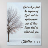 Seek Ye First the Kingdom Winter Tree Matthew 6:33 ポスター (正面)